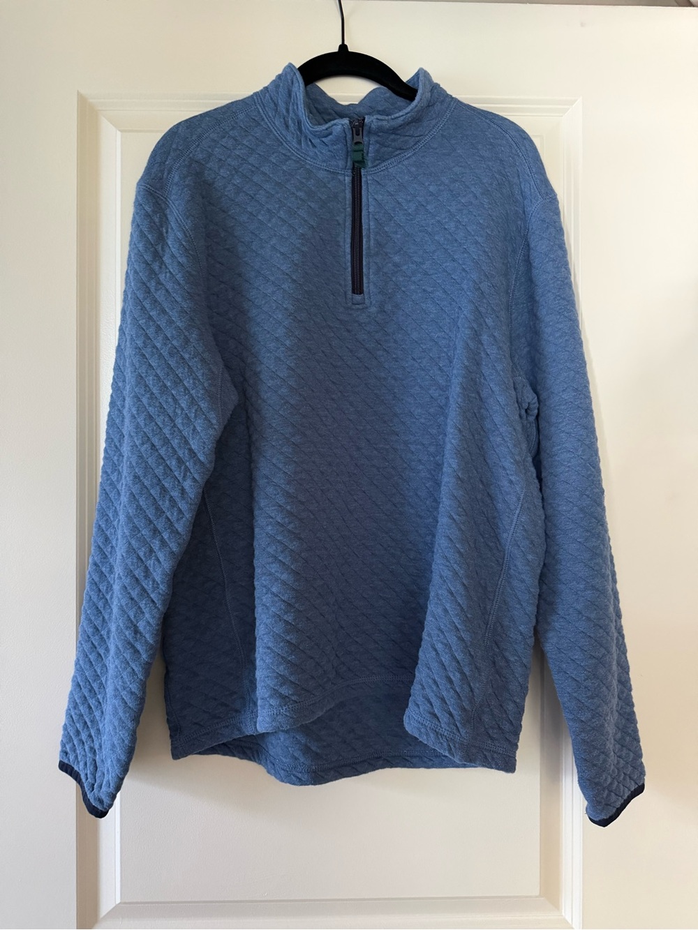 J. Crew Quilted Sky Blue Half-Zip Sweater